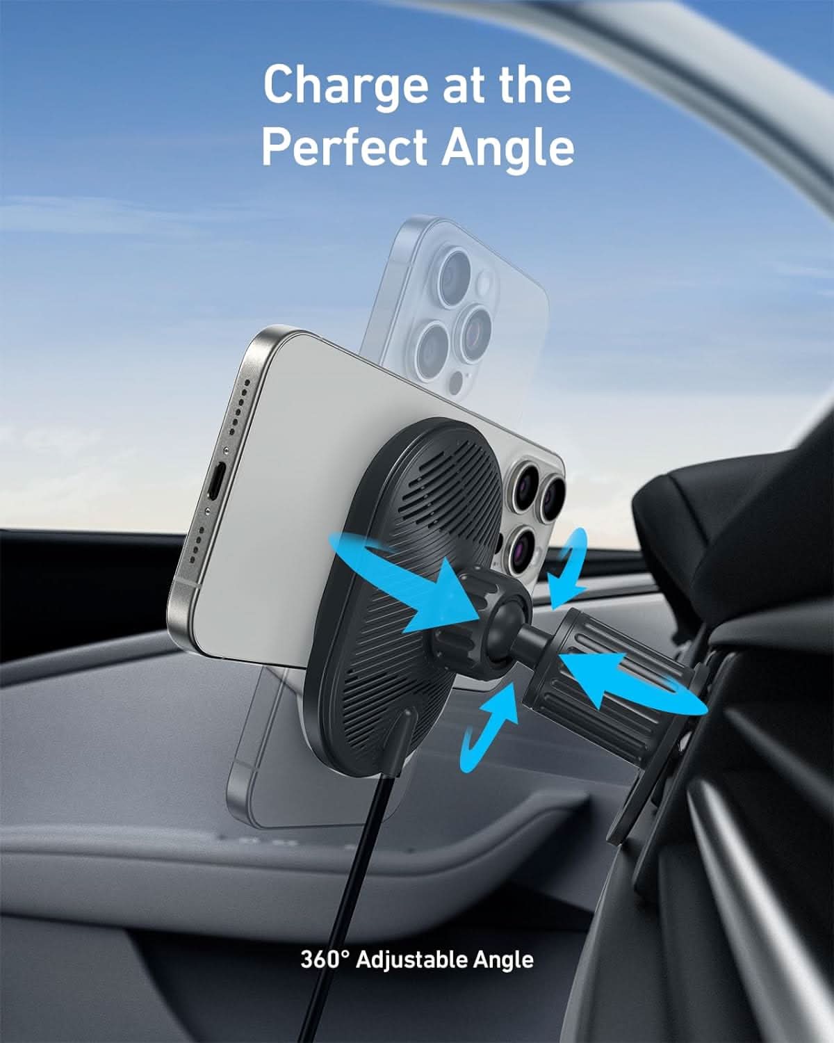 Anker MagSafe Wireless Car Charger Compatible, MagGo Fast 15W Car Charger