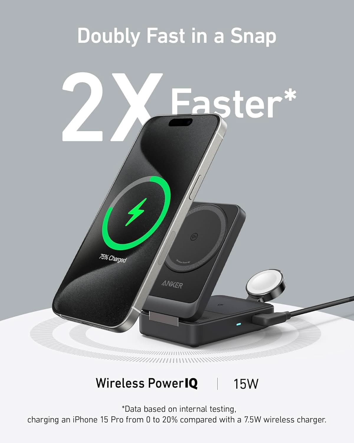 Anker MagGo Qi2  Wireless Charging Station (Foldable 3-in-1)