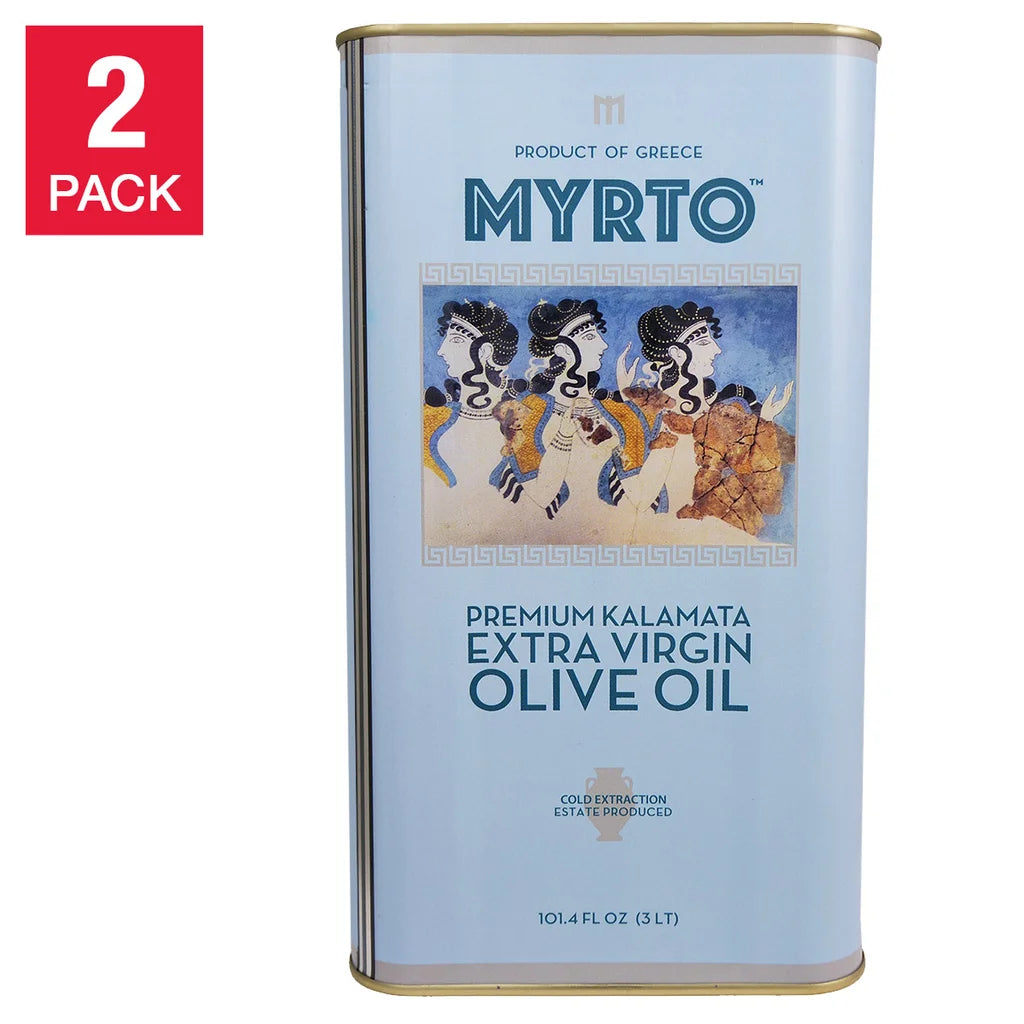 Myrtos Greek Extra Virgin Olive Oil 3L, Tins, 2-pack
