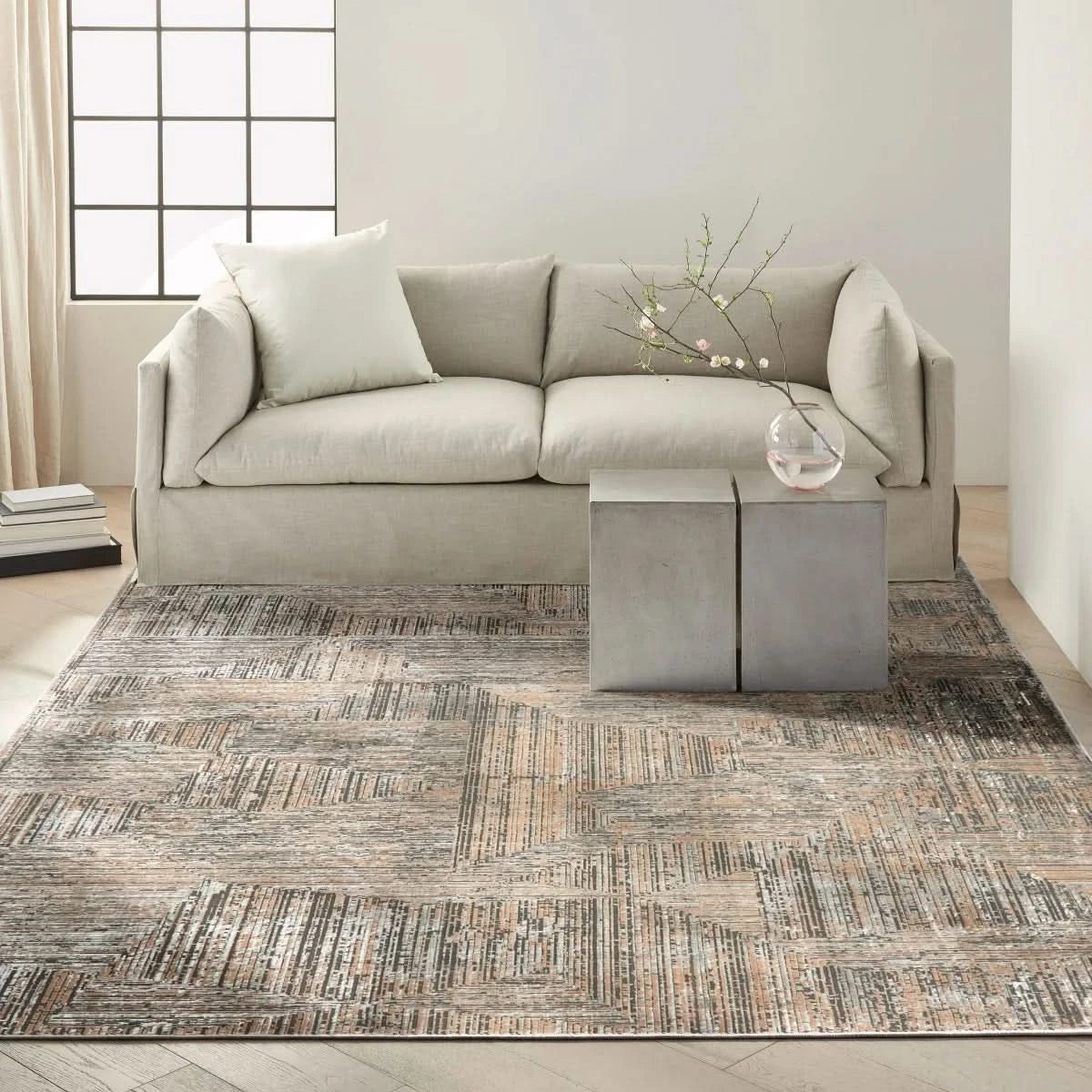 Calvin Klein Luminosity Black Ivory Area Rug, 7' 10" x 9' 10"