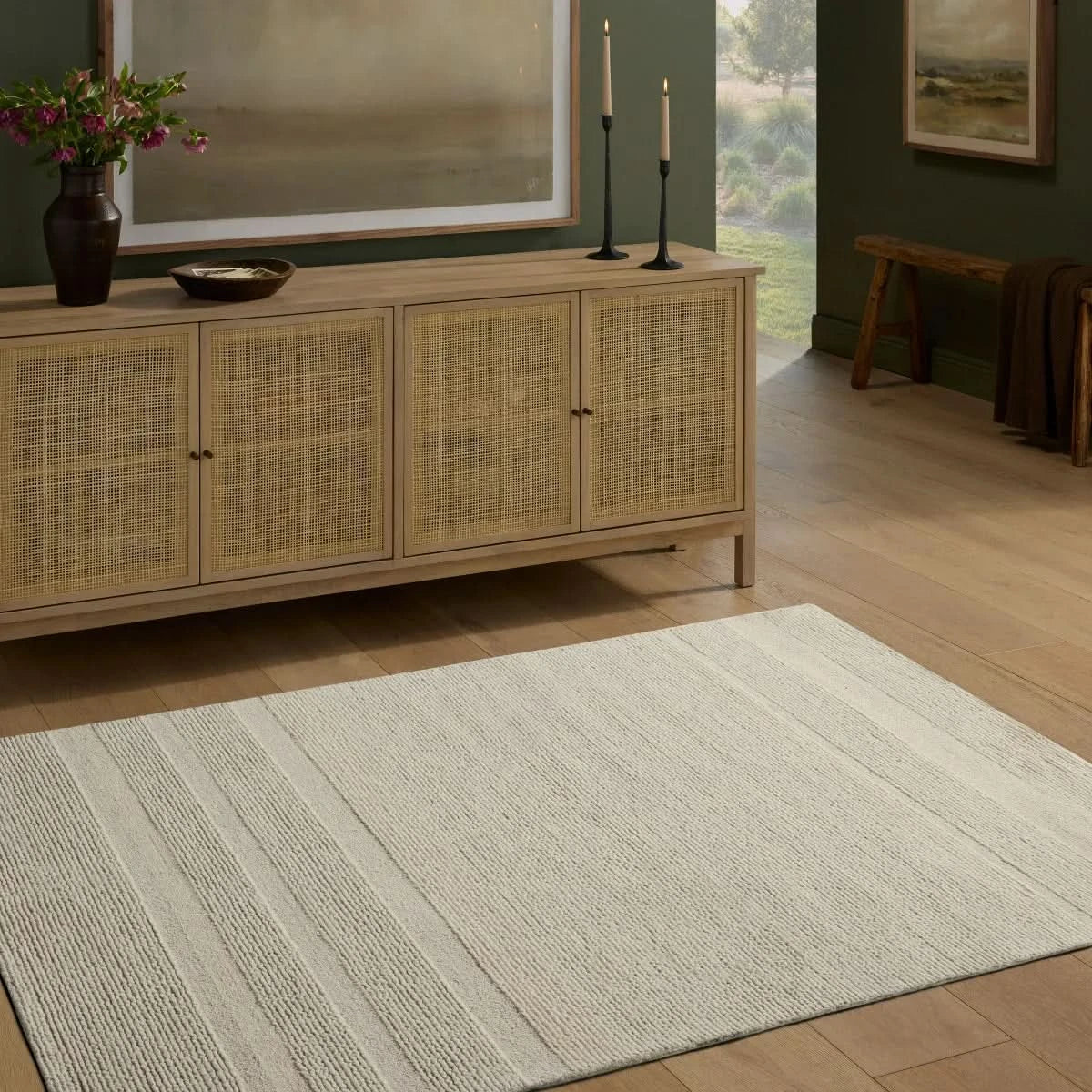 Loloi Melody Wool Rug Collection, Stripe Tan