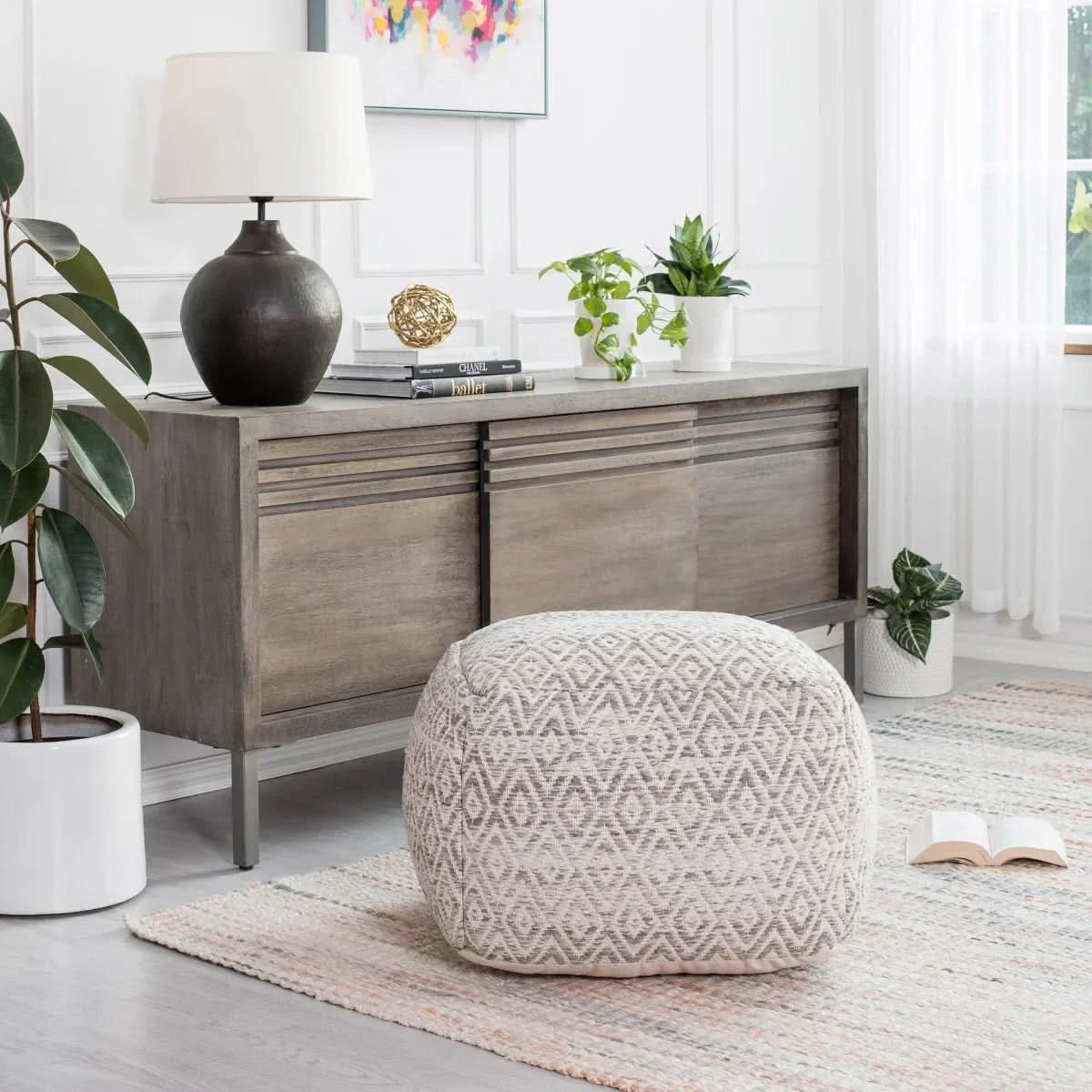 Anji Mountain Woven Diamond Pouf