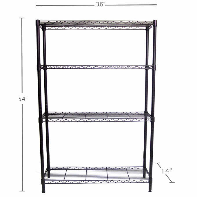 TRINITY 4-Tier Indoor Wire Shelving Rack, 36” x 14” x 54”