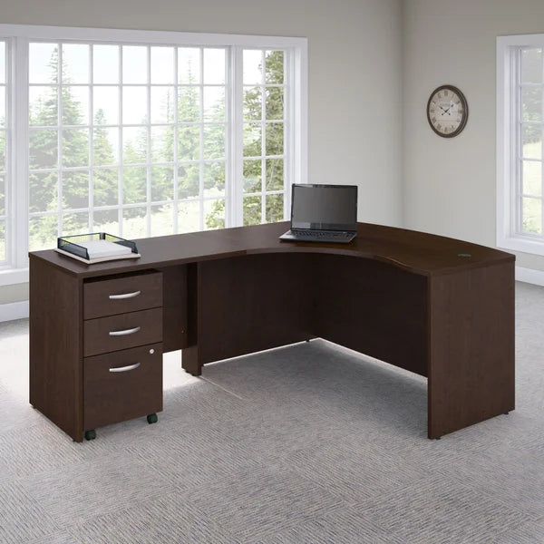 Bush Series Left Hand C Manager's Desk in Mocha Cherry Finish