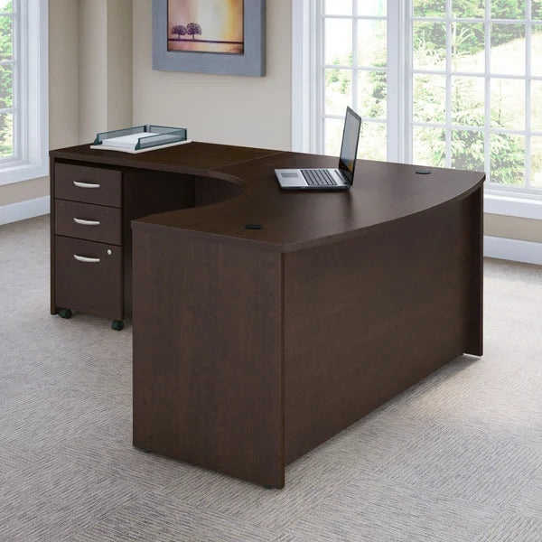 Bush Series Left Hand C Manager's Desk in Mocha Cherry Finish