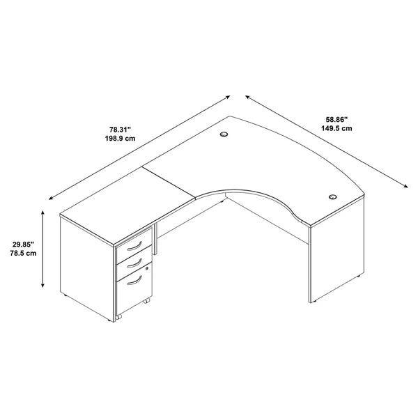 Bush Series Left Hand C Manager's Desk in Mocha Cherry Finish