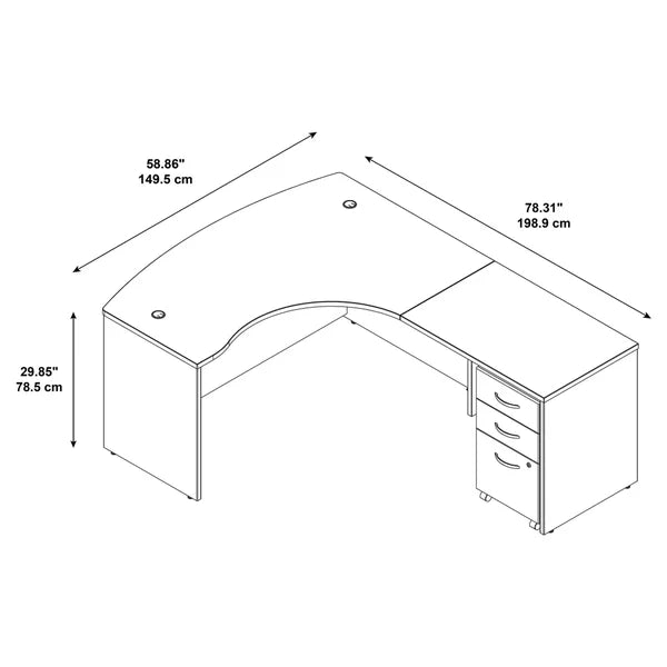 Bush Series Right Hand C Manager's Desk in Mocha Cherry Finish