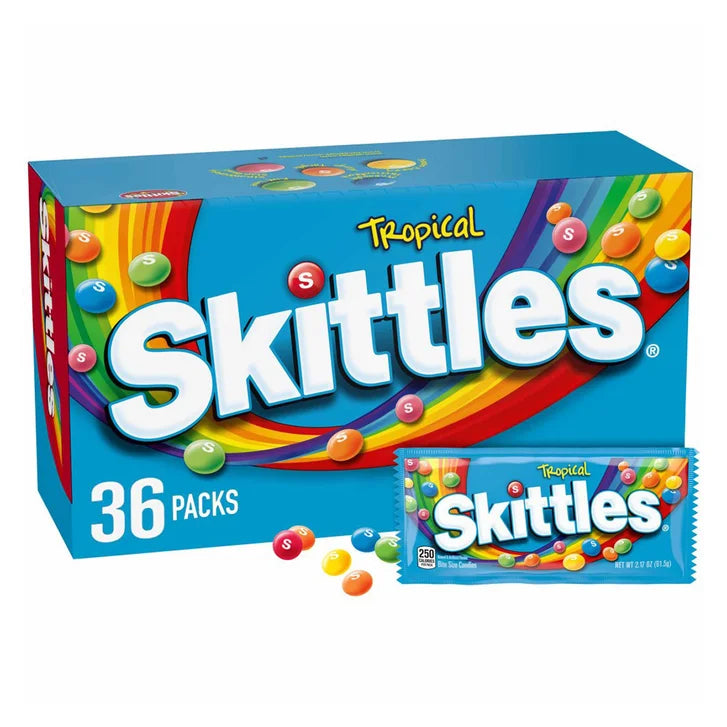 Skittles Bite Size Candy, Tropical,  2.17 oz, 36-count