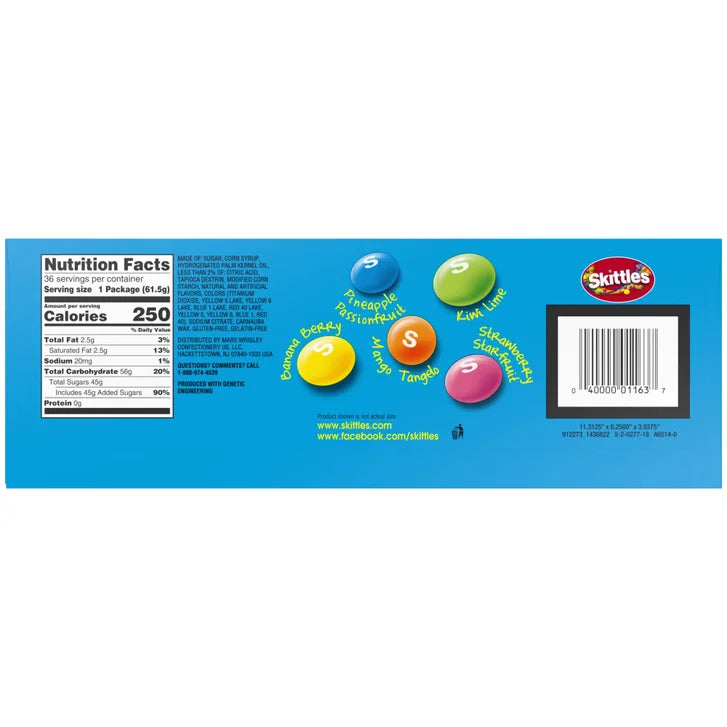 Skittles Bite Size Candy, Tropical,  2.17 oz, 36-count