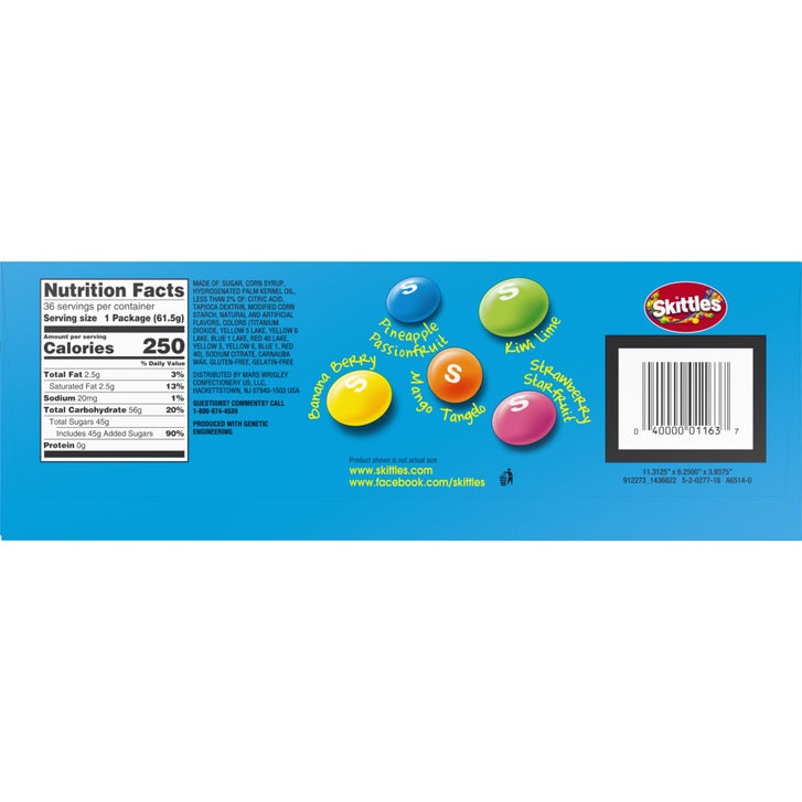 Skittles Bite Size Candy, Tropical,  2.17 oz, 36-count