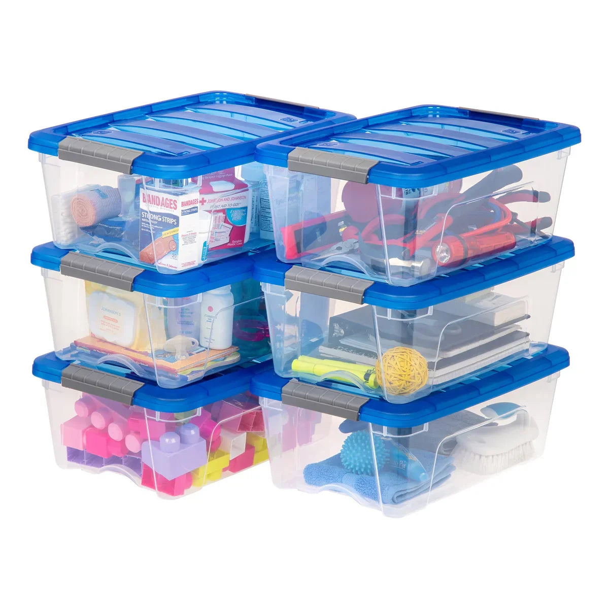 IRIS 12.9 Quart Buckle Up Storage Bin, 6-pack