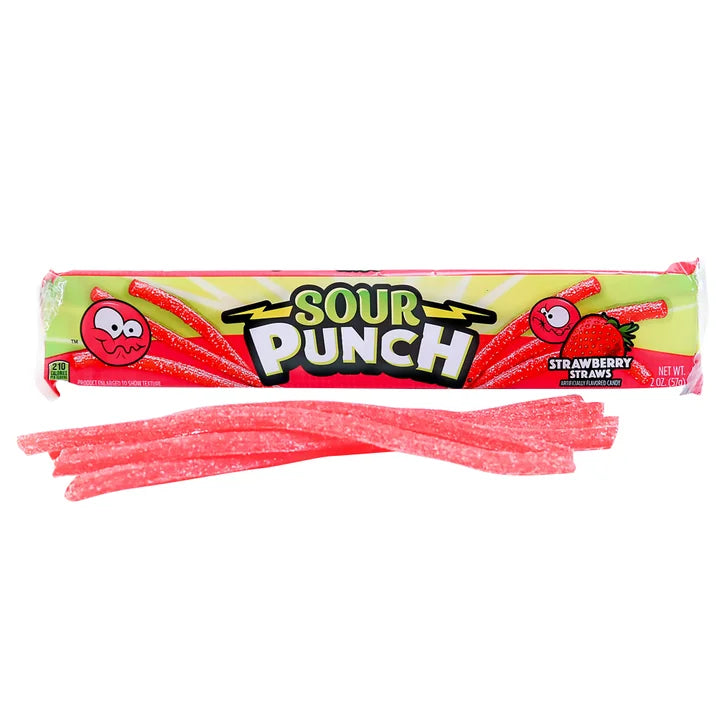 Sour Punch Straws, Strawberry, 2 oz, 24-count