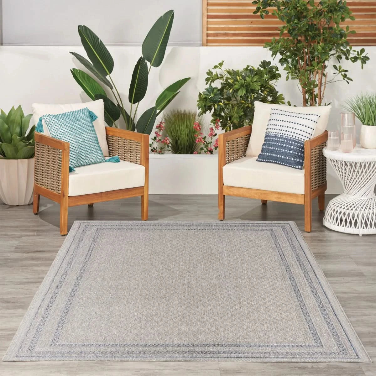 Nourison Garden Spring Indoor/Outdoor Rug Collection, Meadow Gray