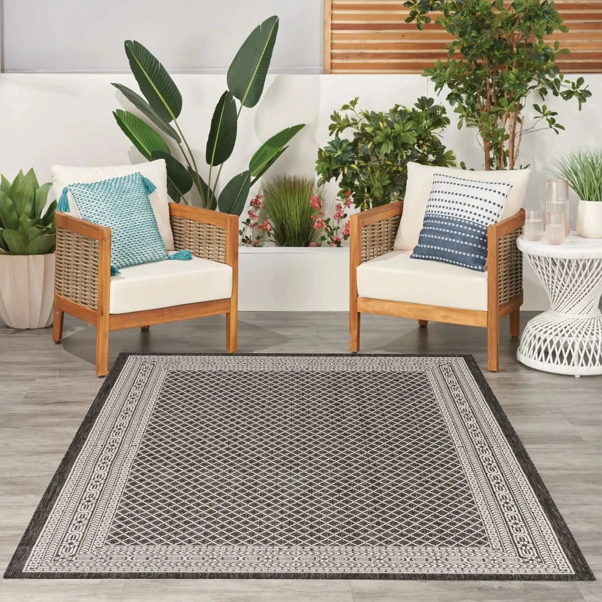 Nourison Garden Spring Indoor/Outdoor Rug Collection, Meadow Black