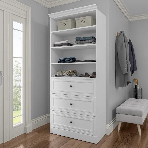 Bestar Audrea 36" Organize It Storage Unit with 3 Drawers in White