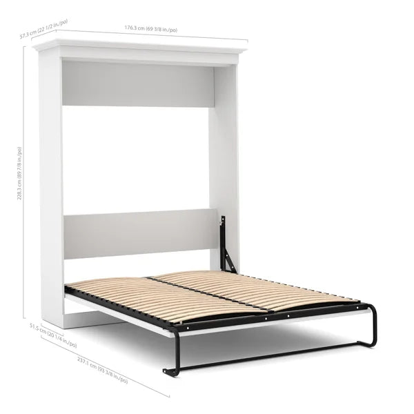 Bestar Audrea Queen Wall Bed with 36" Storage and Drawers in White