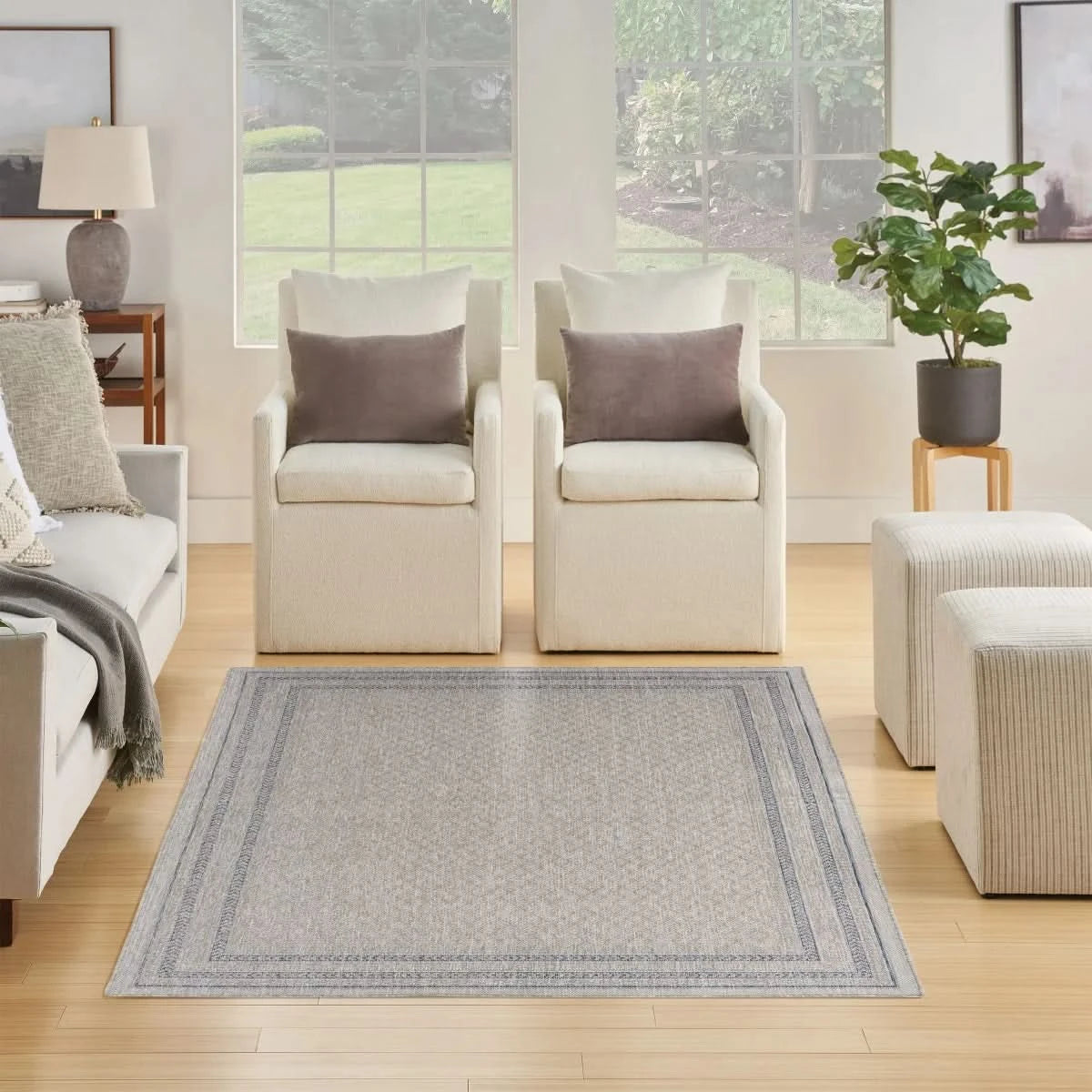 Nourison Garden Spring Indoor/Outdoor Rug Collection, Meadow Gray