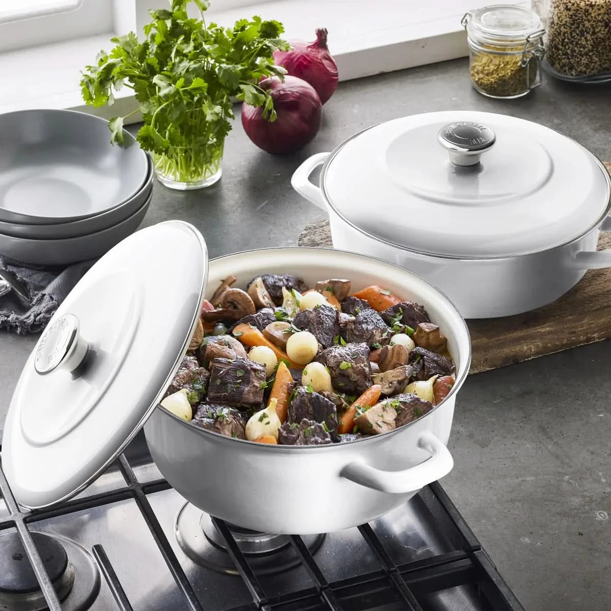 Merten & Storck 5.5-Quart Dutch Oven with Lid, 3.7-Quart Braiser with Lid, 2-pack