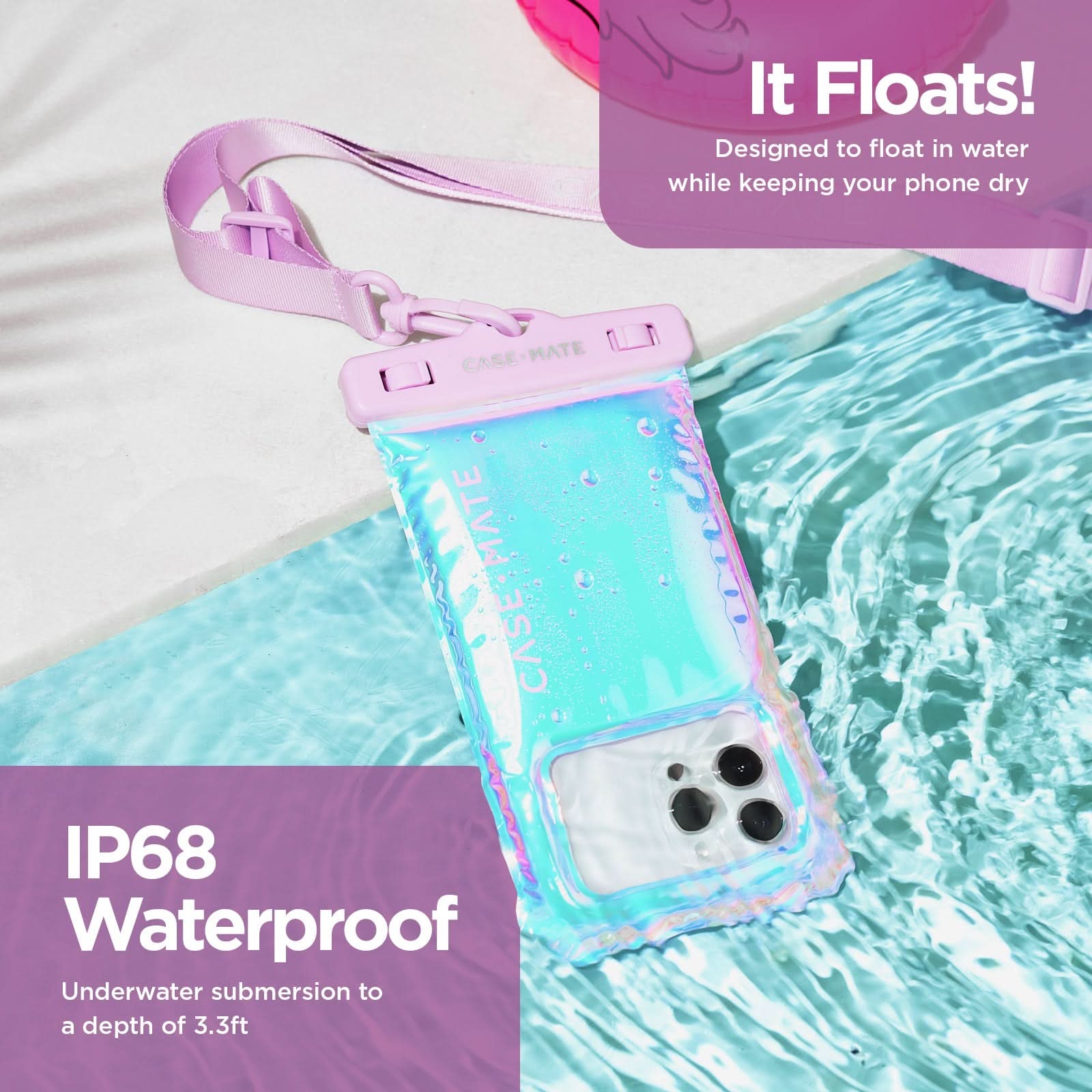 Case-Mate Waterproof Floating Pouch - 2 Pack (Soap Bubble)