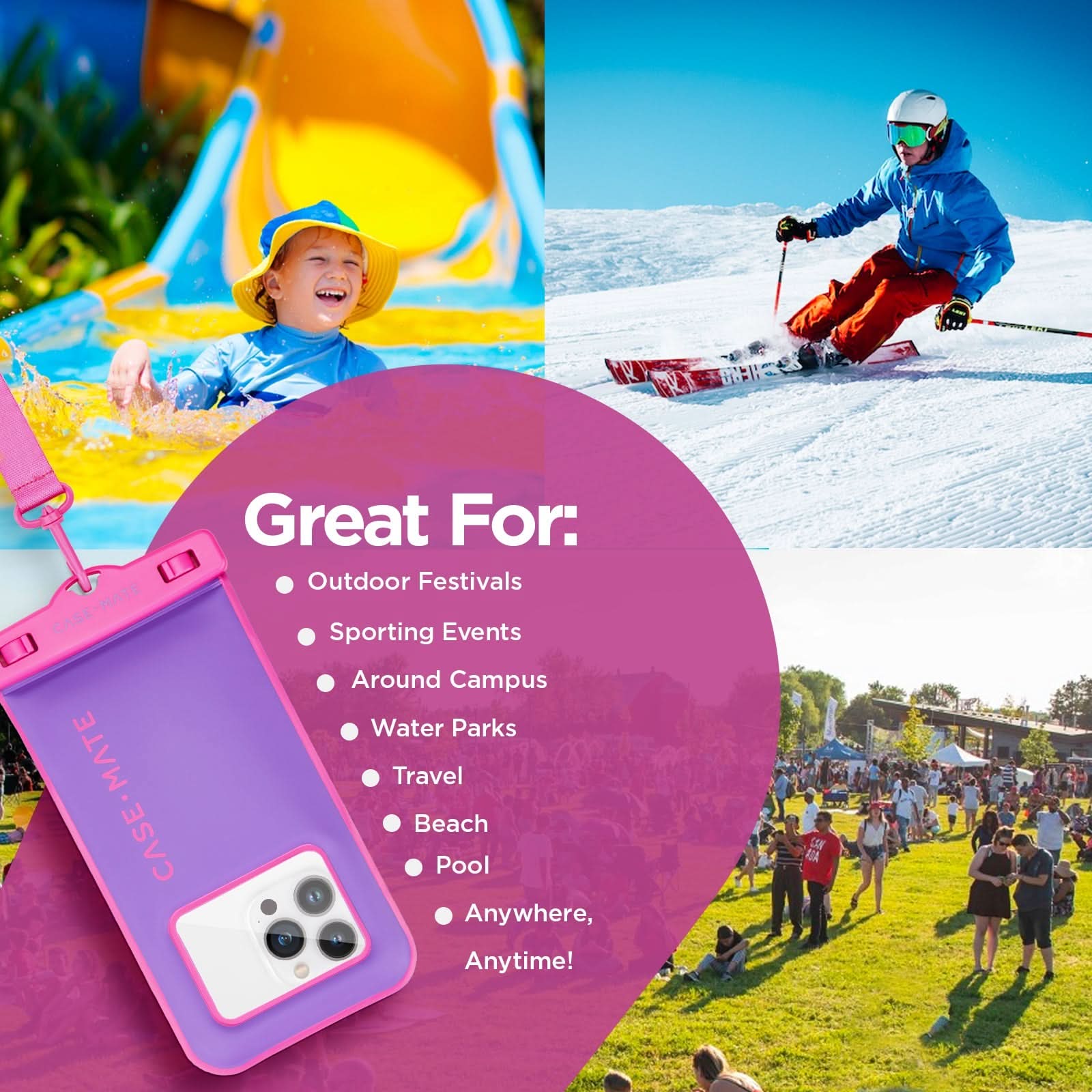 Case-Mate Waterproof Floating Pouch - 2 Pack (Purple Paradise)