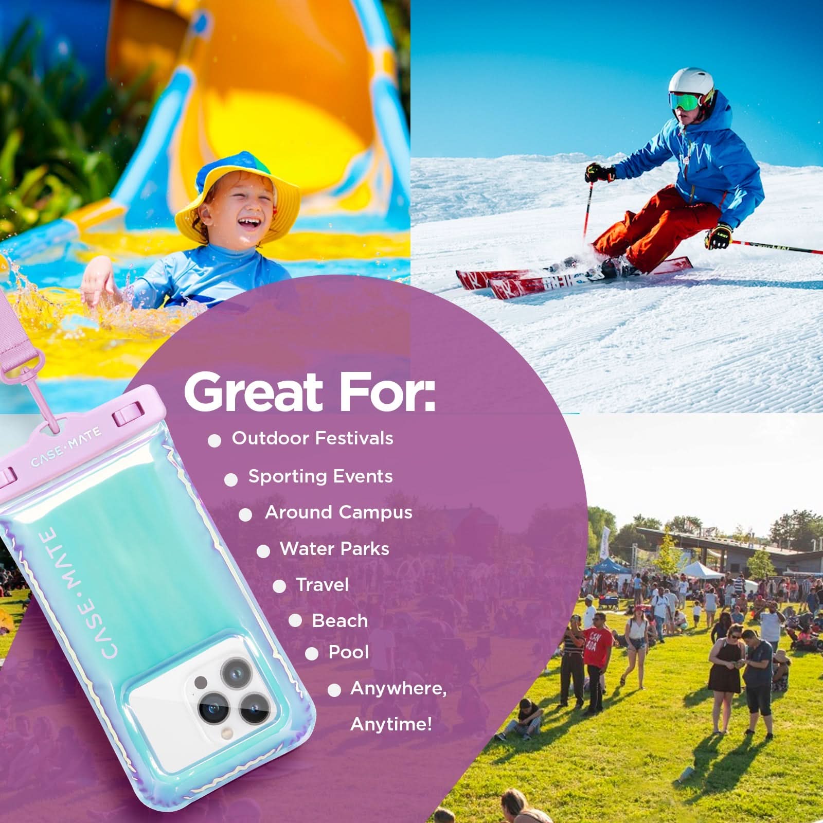 Case-Mate Waterproof Floating Pouch - 2 Pack (Soap Bubble)