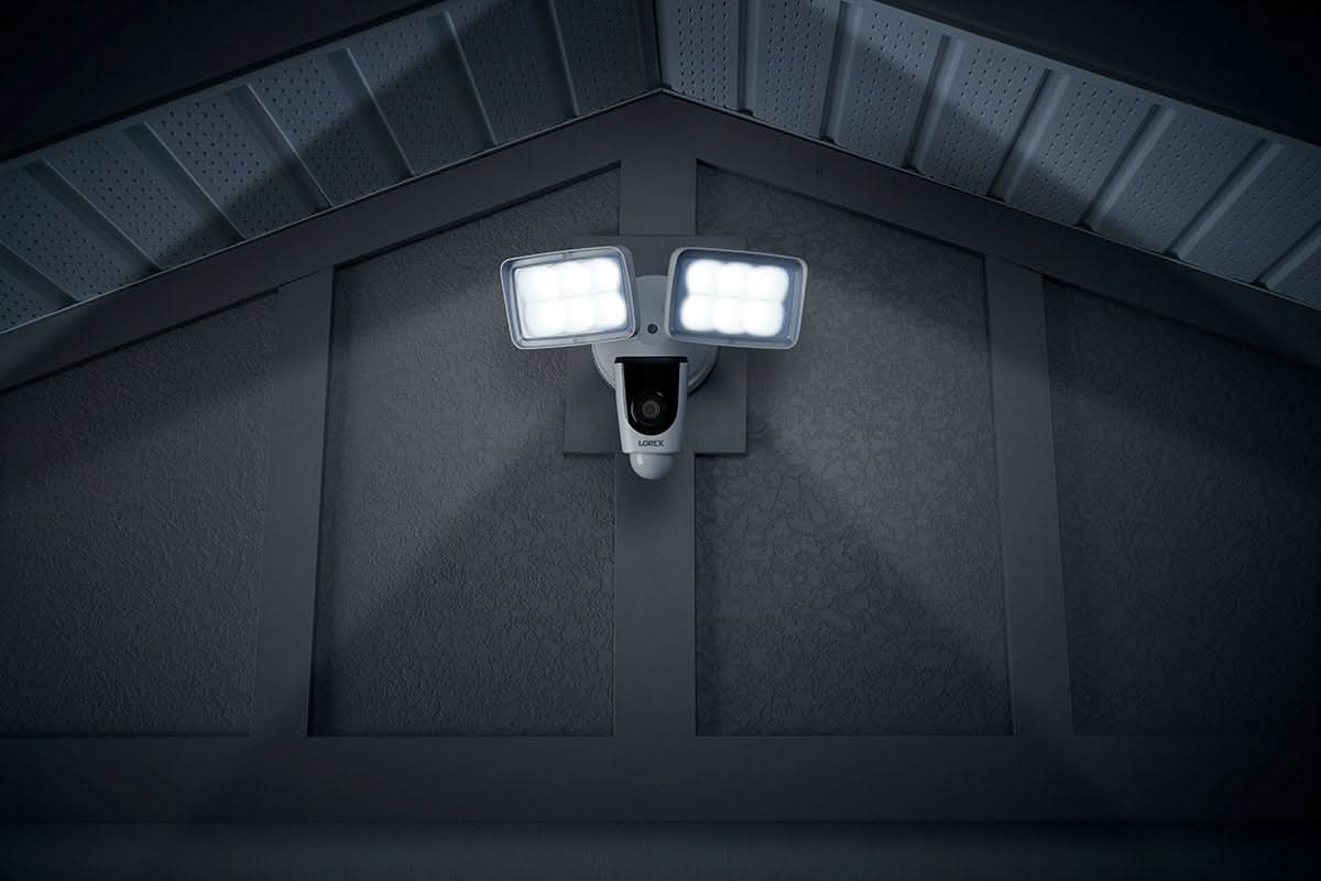 Lorex 1080p Wi-Fi Floodlight Camera and 2K Wired Video Doorbell with Active Deterrence