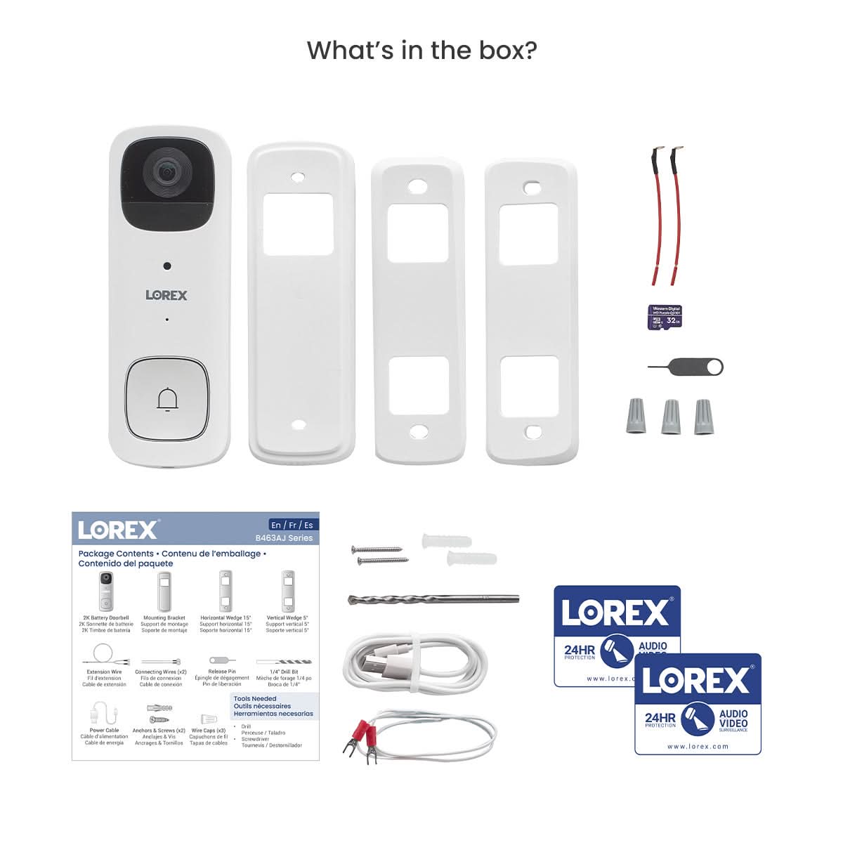 Lorex 2K Battery Video Doorbell and 4K Spotlight Indoor/Outdoor Wi-Fi 6 Security Camera