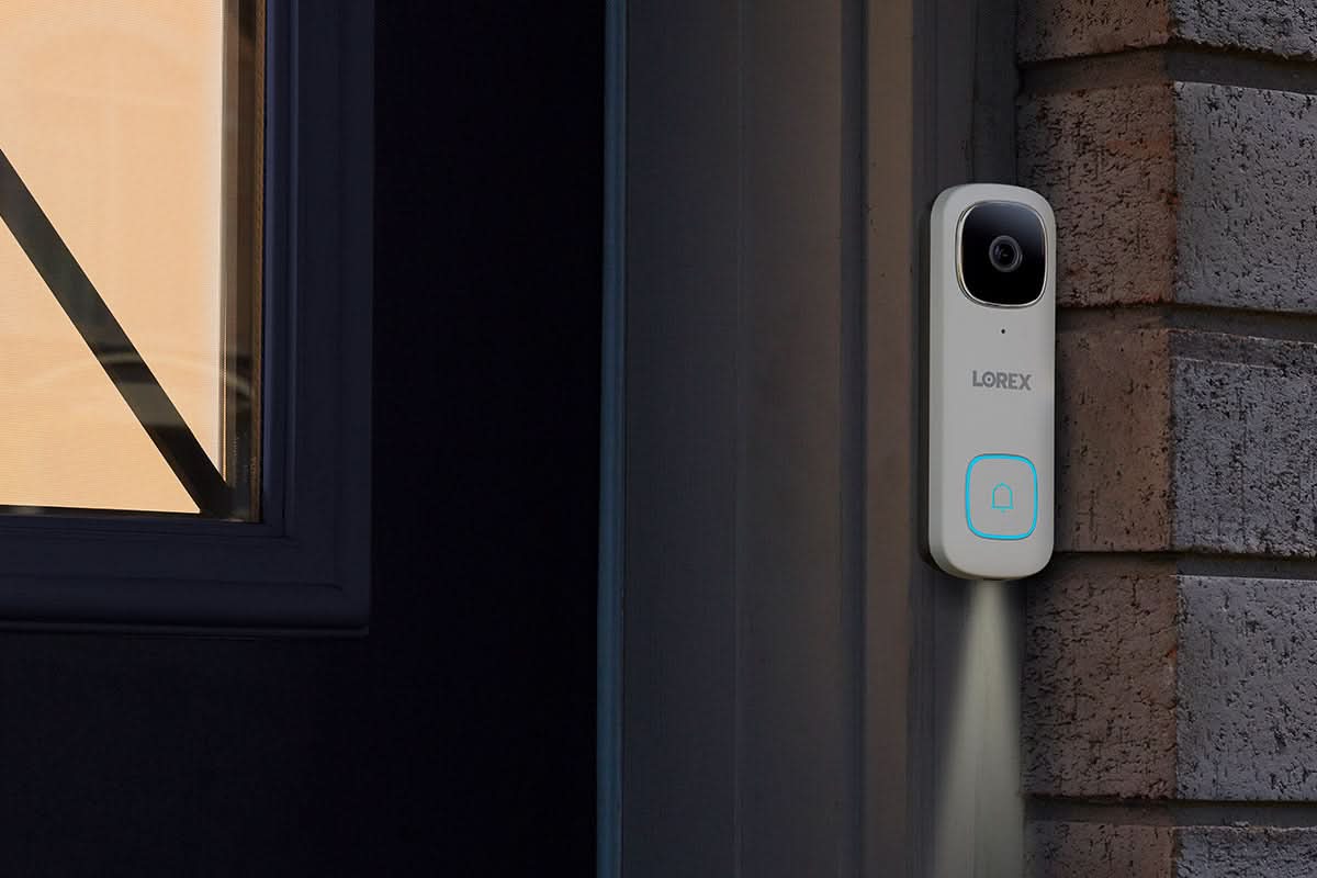Lorex 1080p Wi-Fi Floodlight Camera and 2K Wired Video Doorbell with Active Deterrence