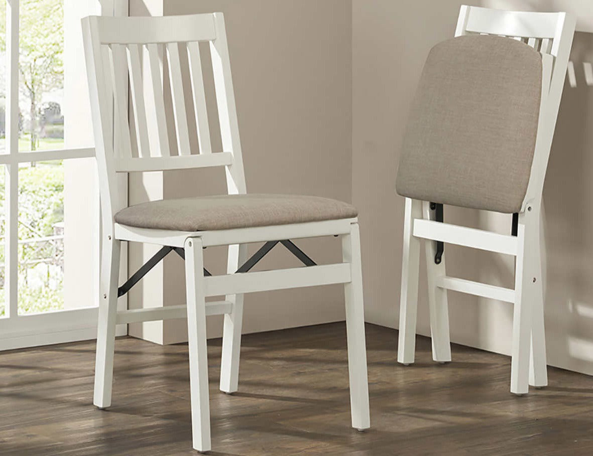 Stakmore Wood Upholstered Folding Chair, 2-pack