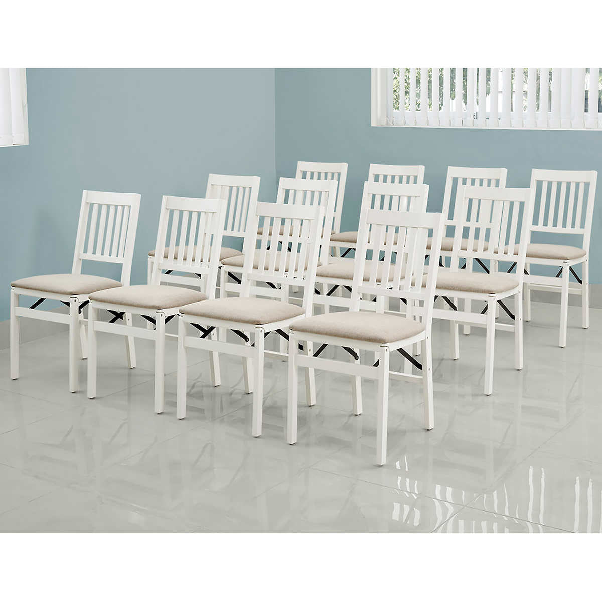 Stakmore Wood Upholstered Folding Chair, 2-pack