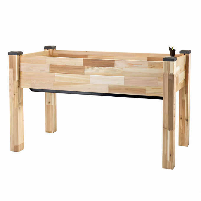 Self-Watering Elevated Cedar Planter with Greenhouse and Bug Cover