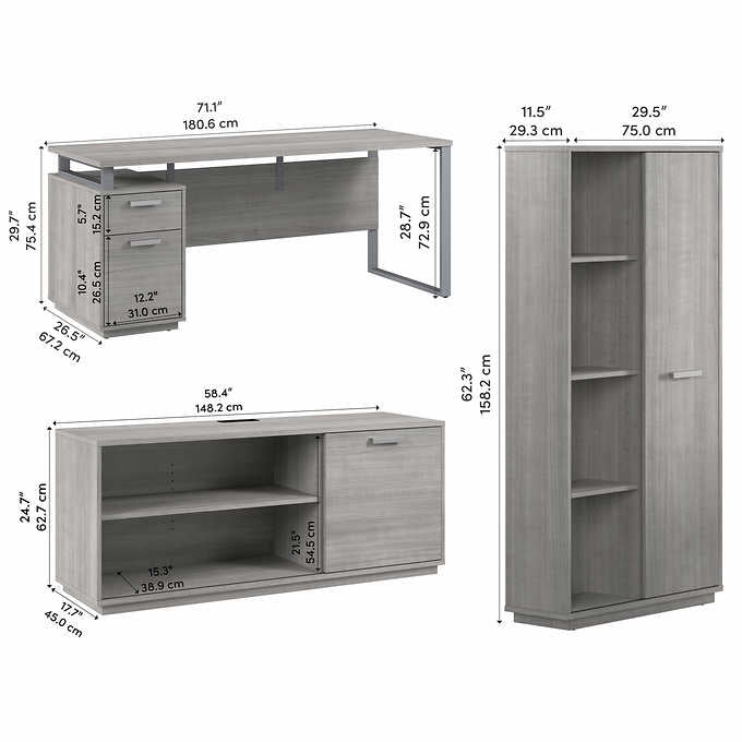 Panorama Desk with Credenza and Bookcase