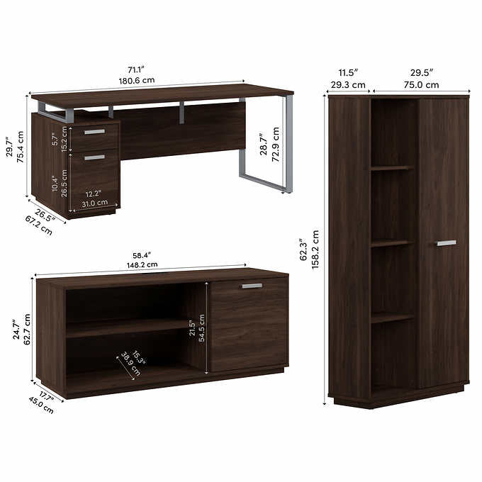 Panorama Desk with Credenza and Bookcase