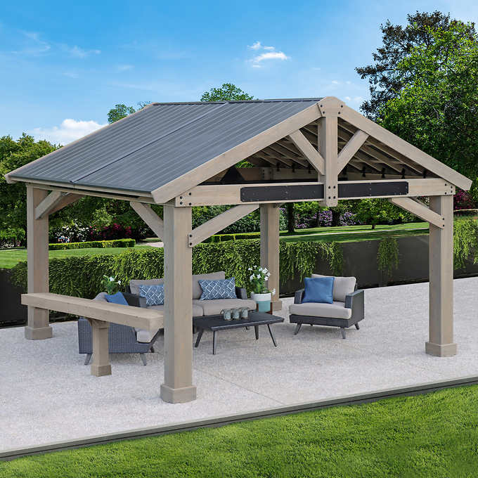 Yardistry 16' x 14' Timber Frame Pavilion Wood Counter