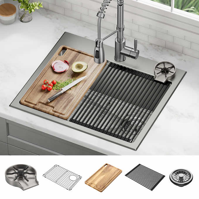 Delta 25" Stainless Steel Dual Mount Workstation Sink