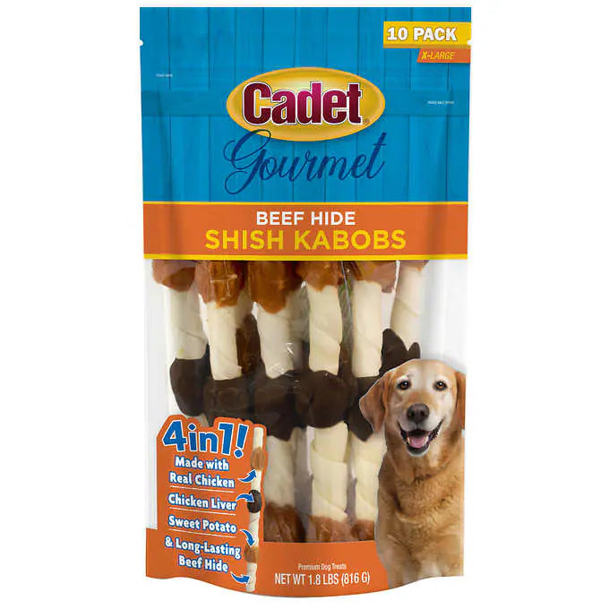 Cadet Triple Flavored X-Large Shish Kabob Dog Treats, 10-count, 2-pack