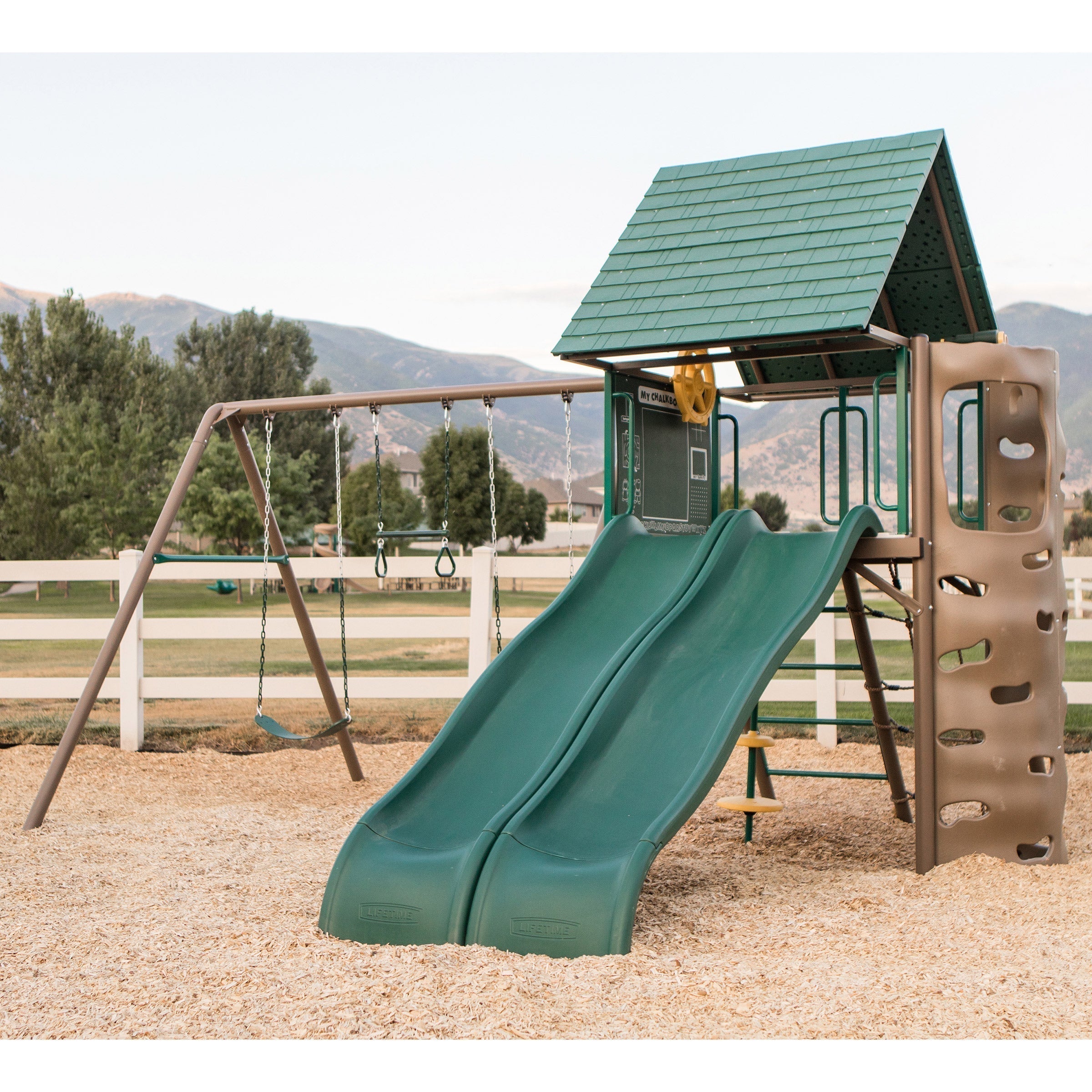 Lifetime Lookout Double-Slide Swing Set