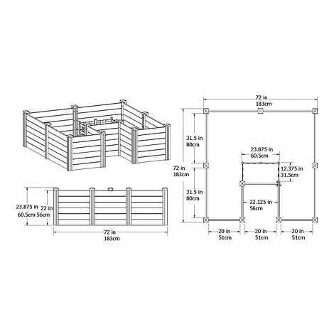 Vita Keyhole 6' x 6' Composting Garden Bed