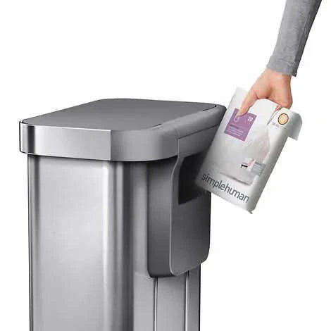 simplehuman 55L Rectangular Step Can with Plastic Lid