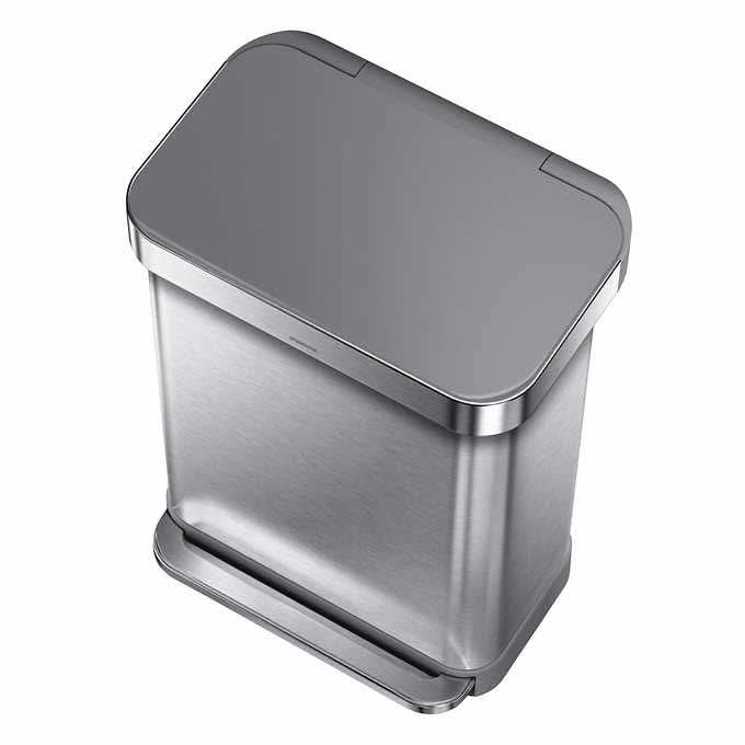 simplehuman 55L Rectangular Step Can with Plastic Lid