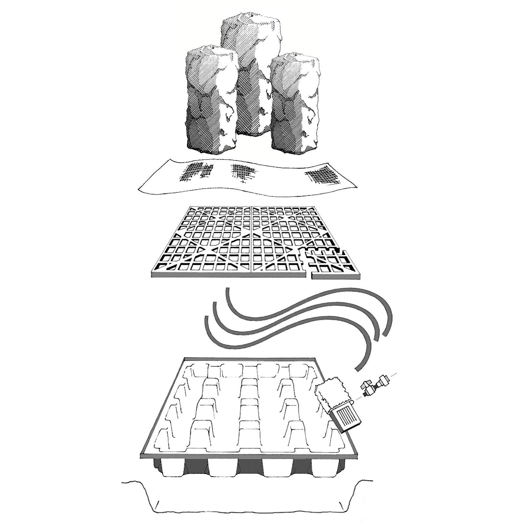 Triple Handcrafted Boulder Fountains