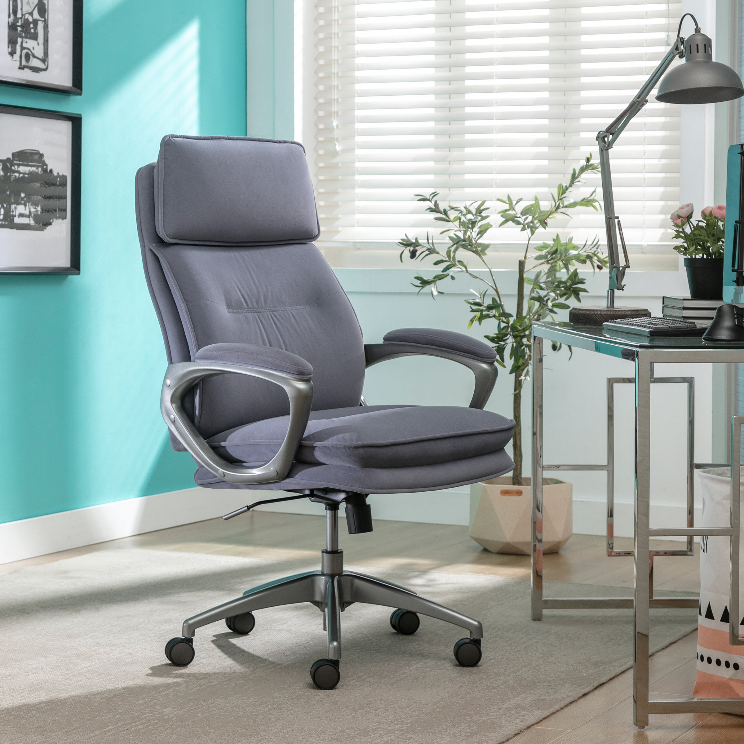 Lillian August Peyton Plush Velvet High Back Office Chair