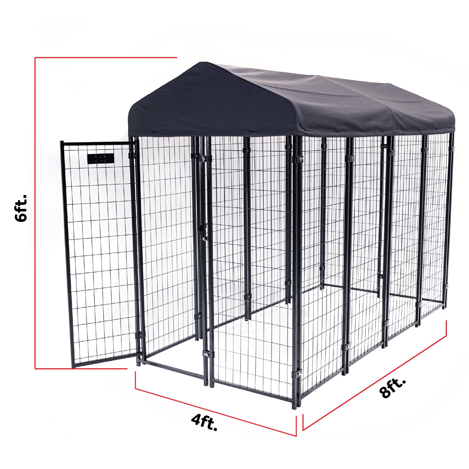Lucky Dog STAY Series Villa Dog Kennel 4'x8' with Privacy Screen