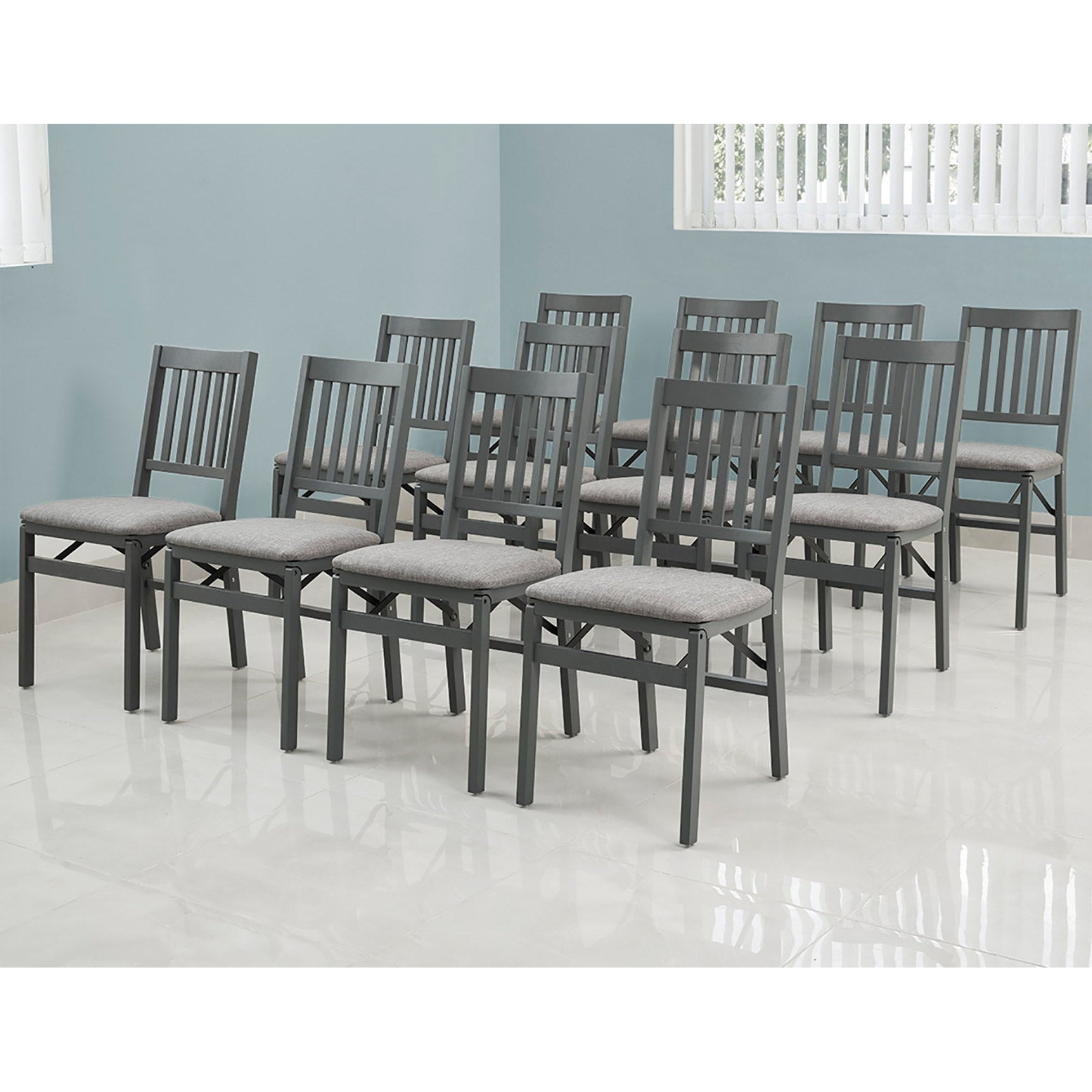 Stakmore Wood Upholstered Folding Chair, 2-pack