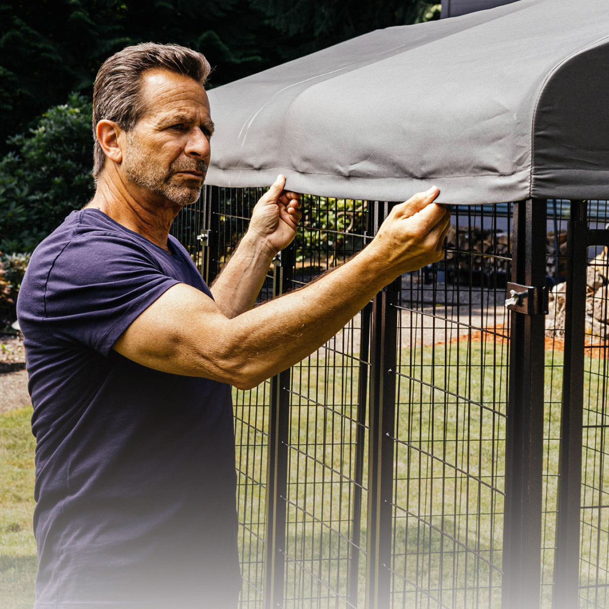 Lucky Dog STAY Series Villa Dog Kennel 4'x8' with Privacy Screen