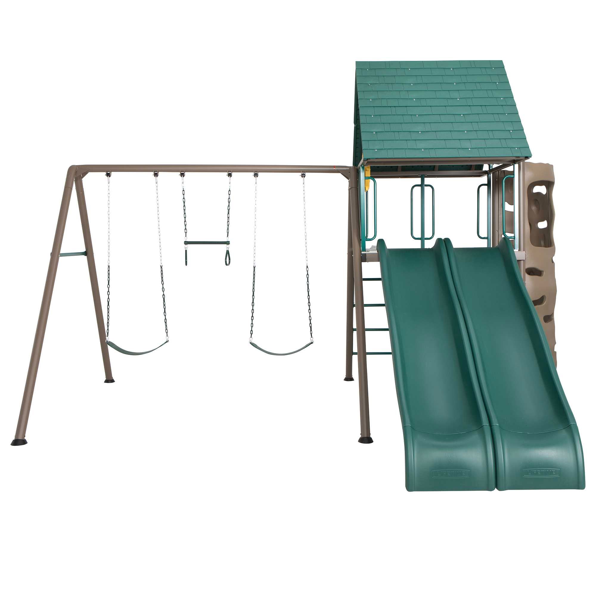 Lifetime Lookout Double-Slide Swing Set