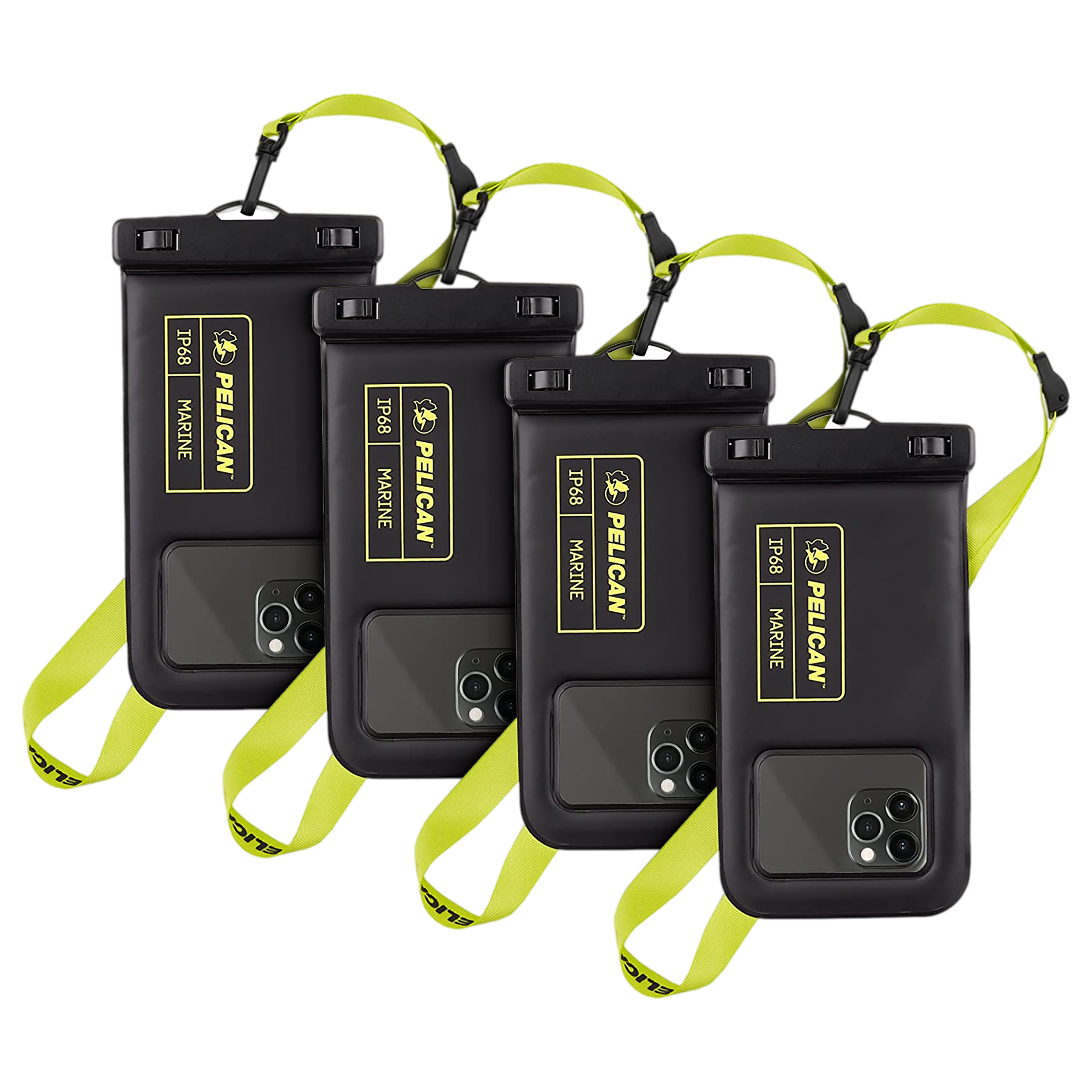 Pelican Marine Waterproof Floating Pouch - 4 Pack (Black / Yellow)